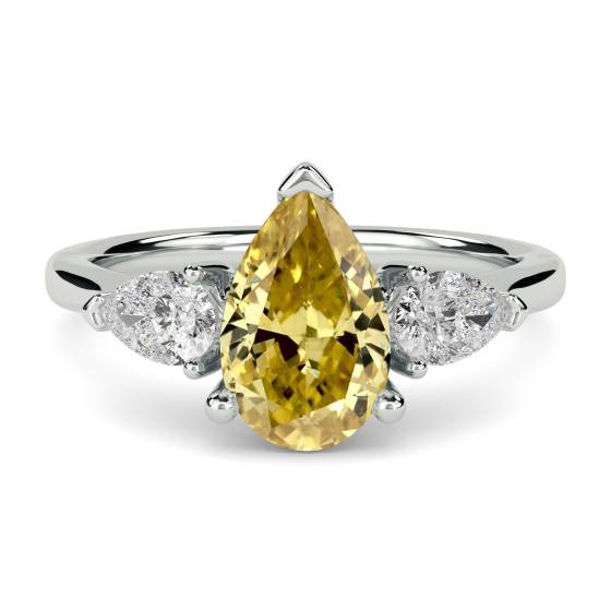 Yellow Pear Diamond Trilogy Ring