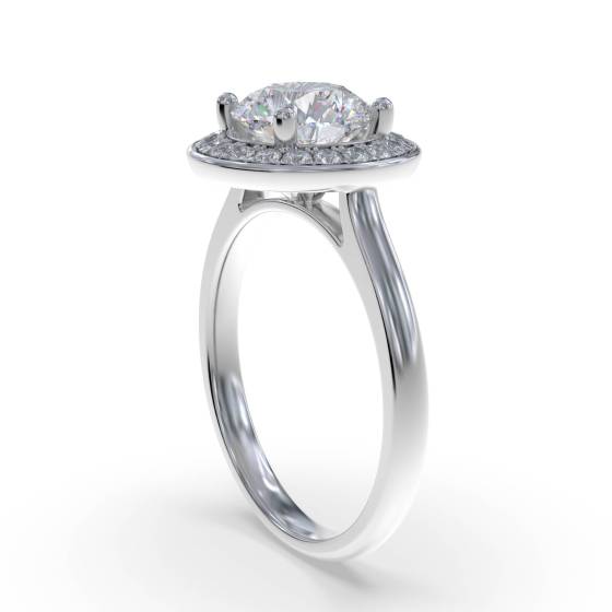 Round Diamond Bezel Set Single Halo Ring
