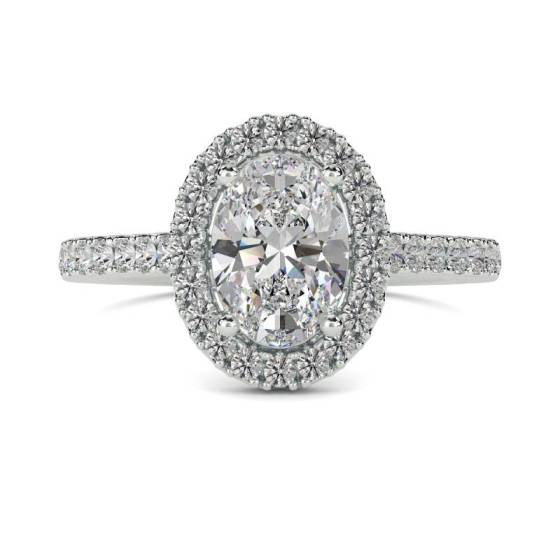 GIA Certified 0.85ct IF/D Oval Diamond Single Halo Shoulder Set Ring