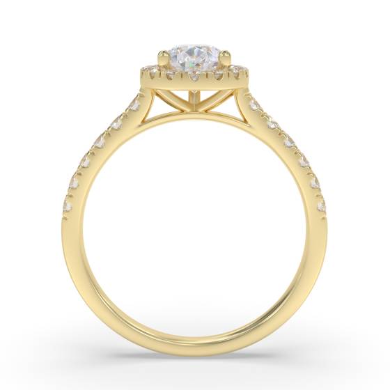 Pear Diamond Single Halo Shoulder Set Ring
