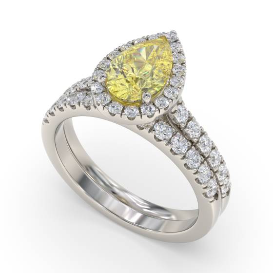 Fancy Yellow Pear Diamond Cluster Ring