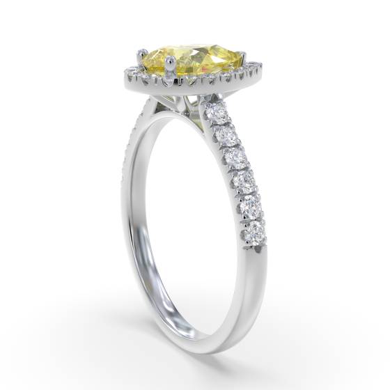 Fancy Yellow Pear Diamond Cluster Ring