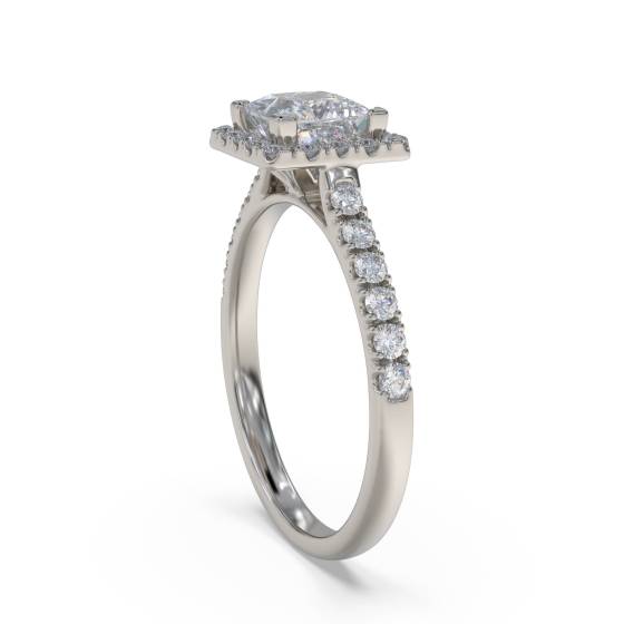 Corner Claw Princess Diamond Single Halo Ring