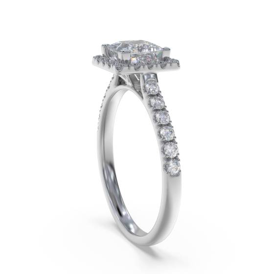 Corner Claw Princess Diamond Single Halo Ring