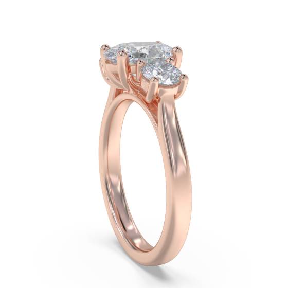 Modern Oval and Round Diamond Trilogy Ring