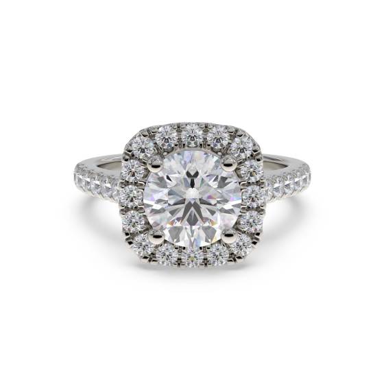 Modern Round Diamond Single Halo Ring