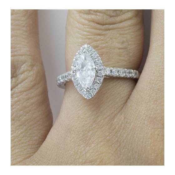 1.85ct I1/G Marquise Natural Diamond Halo Ring