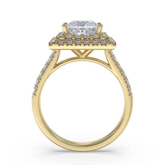 Princess Diamond Double Halo Shoulder Set Ring