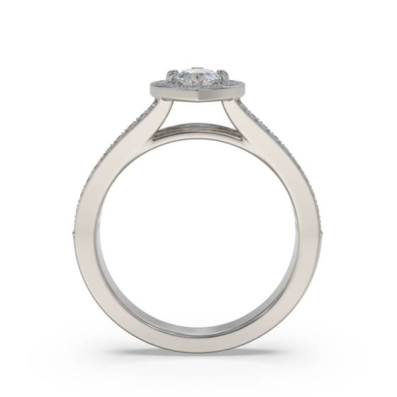 Marquise Diamond Bezel Set Single Halo Split Shoulder Set Ring