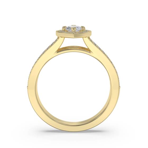 Marquise Diamond Bezel Set Single Halo Split Shoulder Set Ring