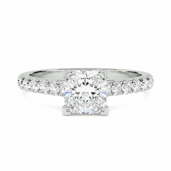 GIA Certified 0.75ct SI1/E Cushion Diamond Shoulder Set Ring