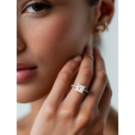 Princess Diamond Shoulder Set Ring