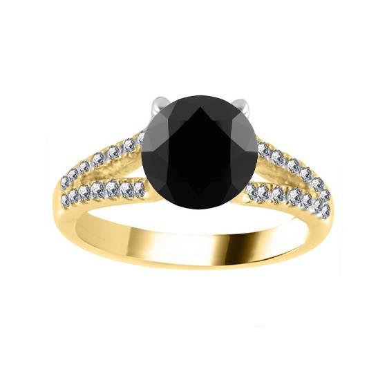 Black Diamond Shoulder Set Ring