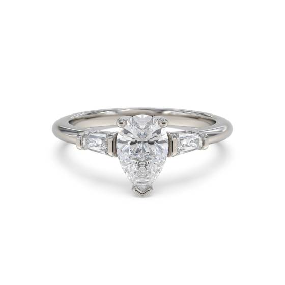 Modern Pear and Baguette Diamond Trilogy Ring