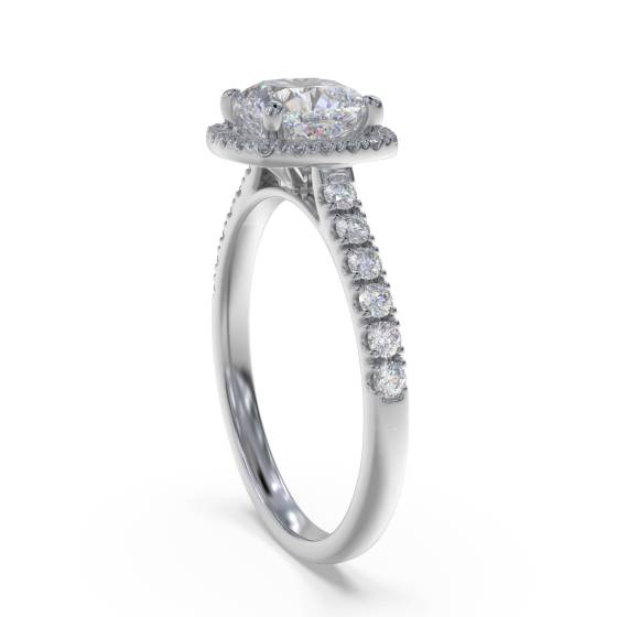 Cushion Diamond Single Halo Shoulder Set Ring