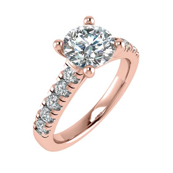 1.00ct VS2/D Round Natural Diamond Shoulder Set Ring