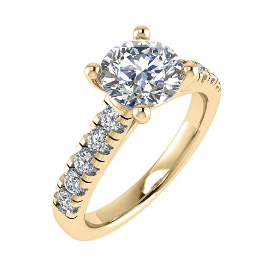 1.00ct VS2/D Round Natural Diamond Shoulder Set Ring