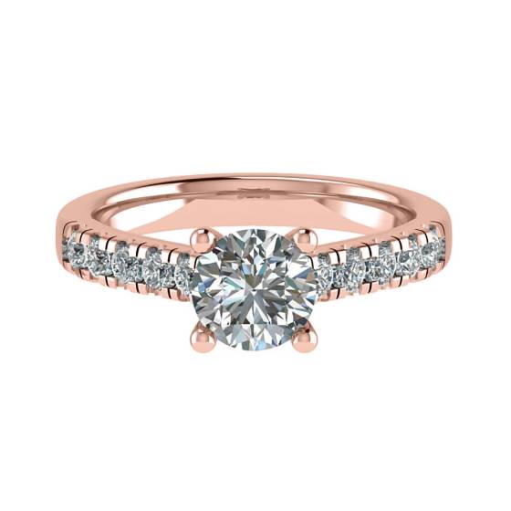 1.00ct VS2/D Round Natural Diamond Shoulder Set Ring