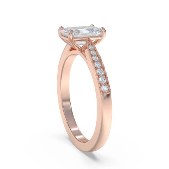 Emerald Diamond Shoulder Set Ring