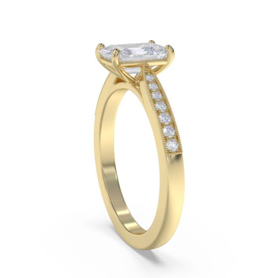 Emerald Diamond Shoulder Set Ring