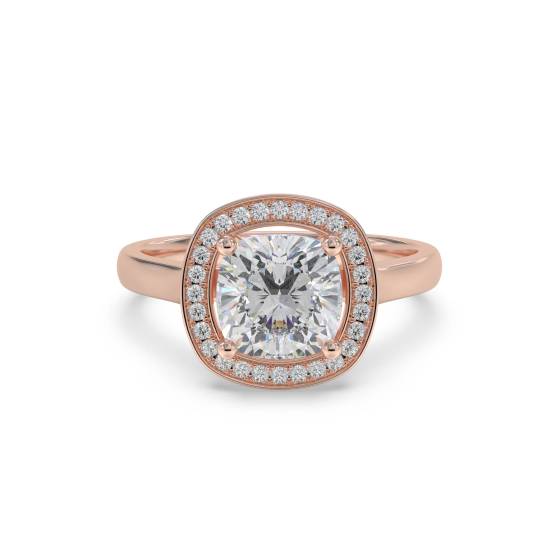 Cushion Diamond Single Halo Ring