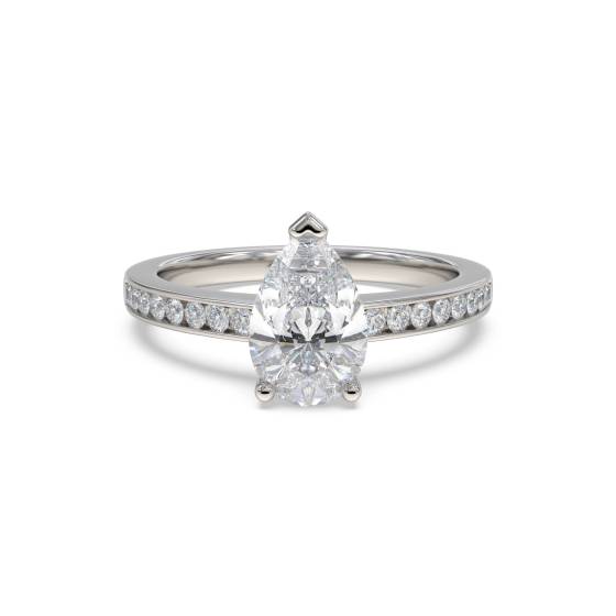 Classic Pear and Round Diamond Shoulder Set Ring