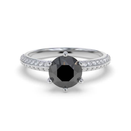 Black Diamond Shoulder Set Ring