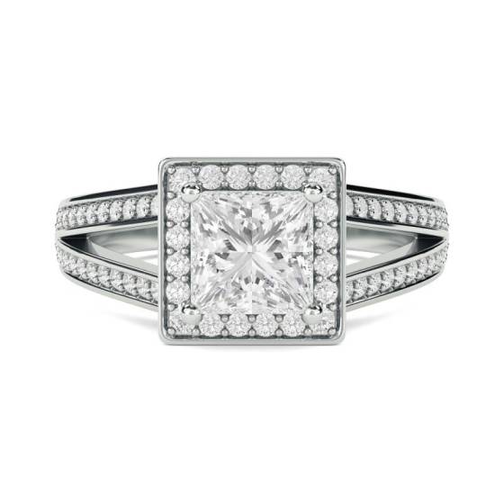 GIA Certified 0.65ct VS2/D Princess Diamond Single Halo Shoulder Set Ring