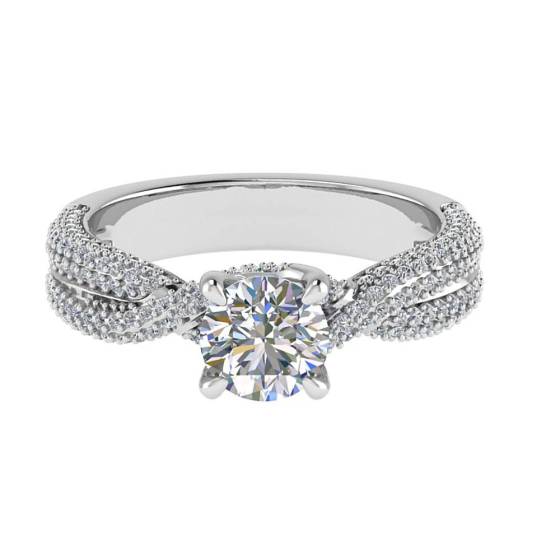 0.85ct SI1/F Round cut Natural Diamonds Shoulder Set Engagement Ring