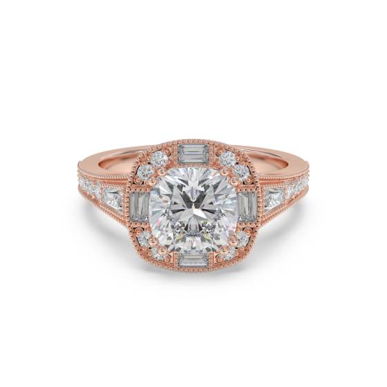 Cushion & Baguette Diamond Designer Ring