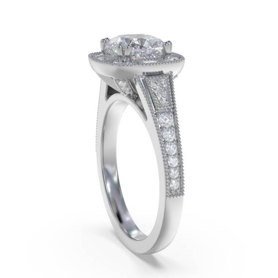 Cushion & Baguette Diamond Designer Ring