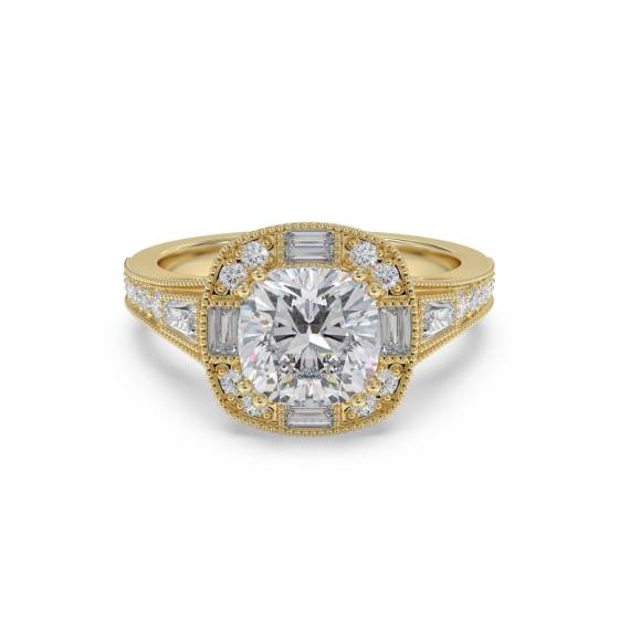Cushion & Baguette Diamond Designer Ring