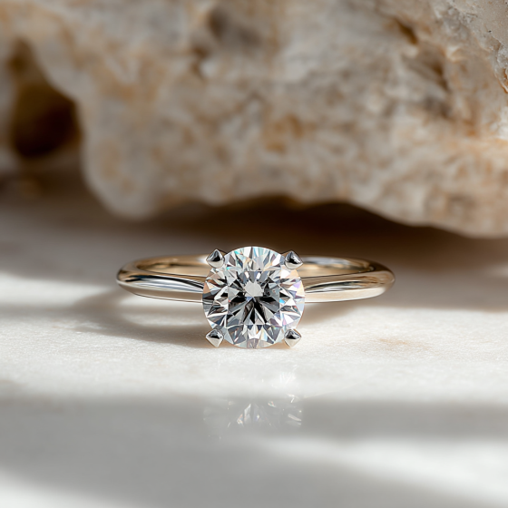 Knife Edge Round Diamond Engagement Ring