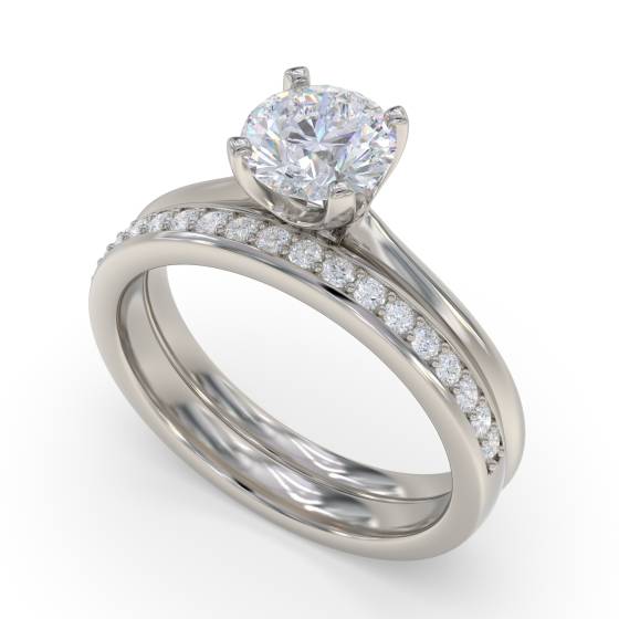 Knife Edge Round Diamond Engagement Ring
