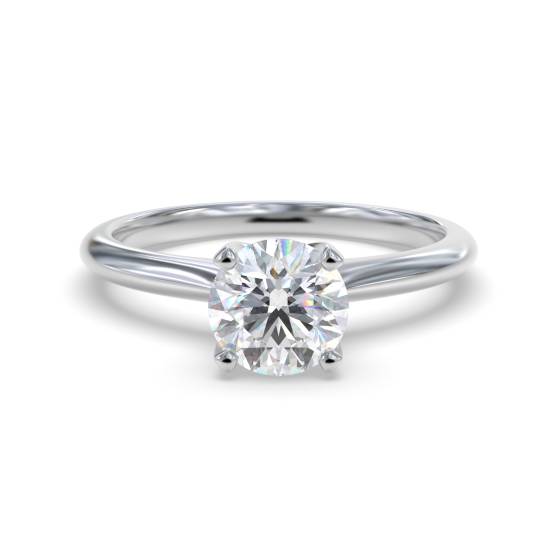 Knife Edge Round Diamond Engagement Ring