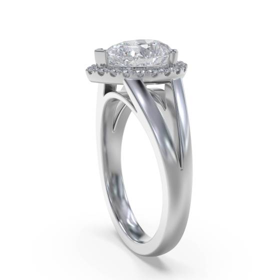 Modern Pear Diamond Single Halo Ring