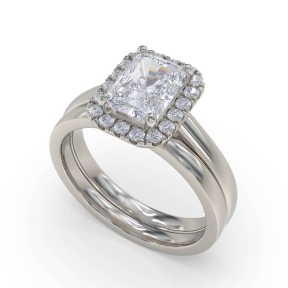 Radiant and Round Diamond Single Halo Ring