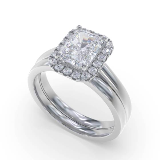 Radiant and Round Diamond Single Halo Ring