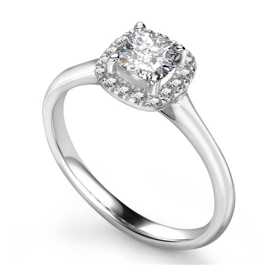 1.00ct VVS1/E Cushion Natural Diamond Halo Ring