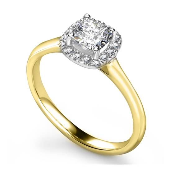 1.00ct VS2/FIY Cushion Diamond Single Halo Ring