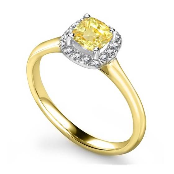 1.00ct VS2/FIY Cushion Diamond Single Halo Ring