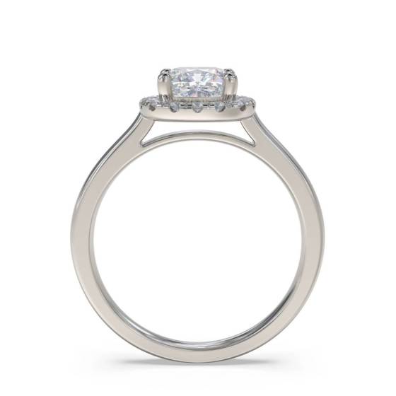 1.20ct VS2/FY Cushion Natural Diamond Single Halo Ring