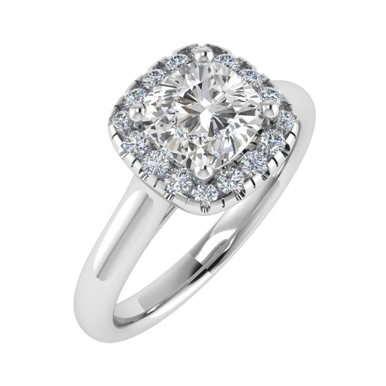 1.00ct VVS1/E Cushion Natural Diamond Halo Ring