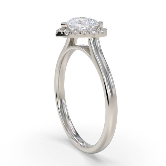 Modern Heart Diamond Single Halo Ring