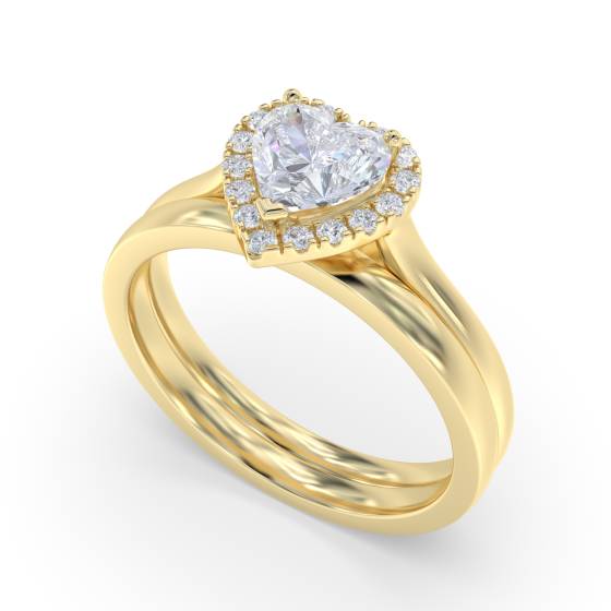 Modern Heart Diamond Single Halo Ring