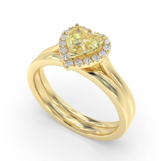 Fancy Yellow Heart Diamond Cluster Ring