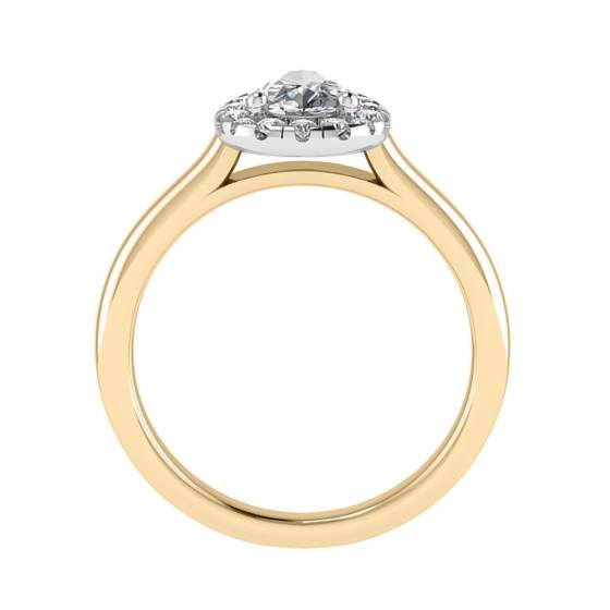 0.77ct VVS2/F Pear Natural Diamond Halo Engagement Ring