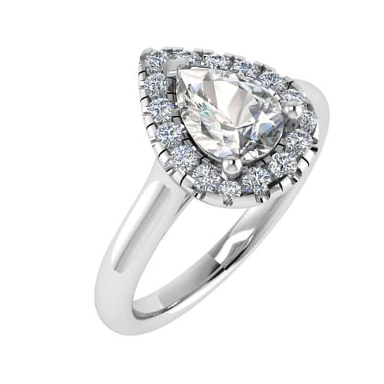 1.30ct SI2/E-F Pear Natural Diamond Halo Engagement Ring