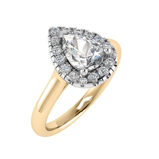 0.77ct VVS2/F Pear Natural Diamond Halo Engagement Ring