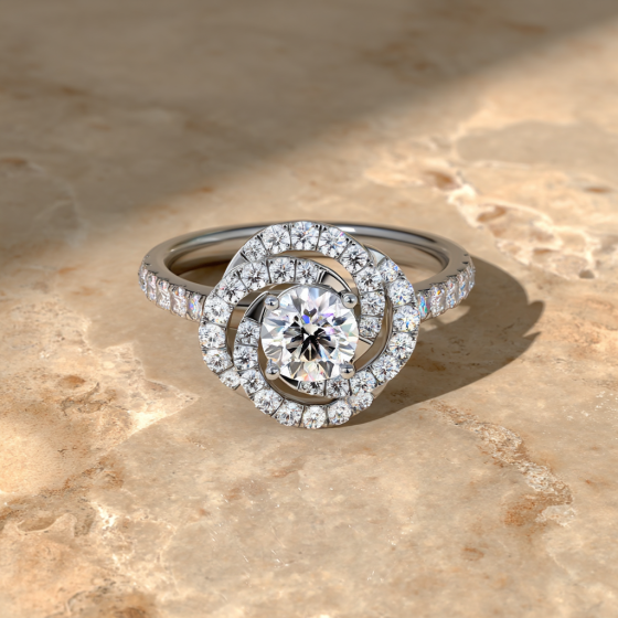 Flower Diamond Halo Ring
